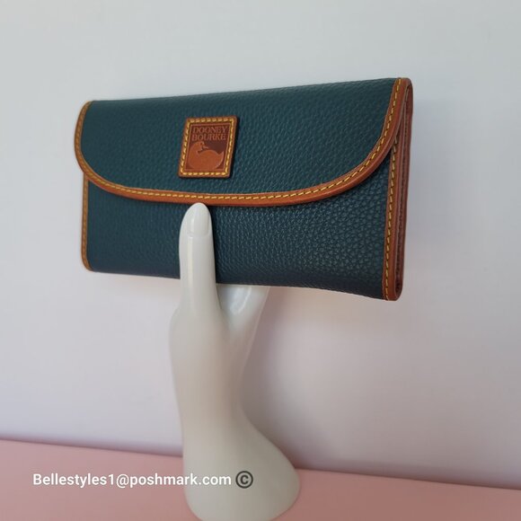 DOONEY & BOURKE Pebbled Grain Leather Continental Clutch Wallet- Teal color⭐ - Picture 5 of 16